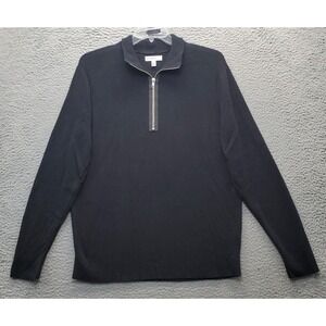Calibrate Sweater Men's XL Black Knit Stretch Cotton Blend Long‎ Sleeve 1/4 Zip